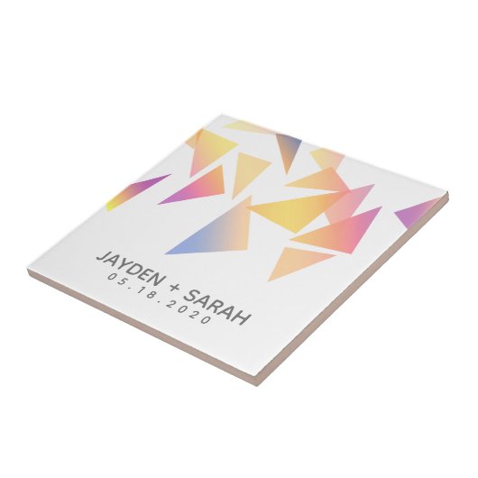 Carreau Mariage blanc Confetti multicolore Pastel (Côté)