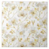 Carreau Mariage Chic Fleurs Blanches et Or (Devant)