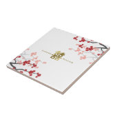 Carreau Mariage chinois Red Sakura Gold Double Happy (Côté)