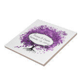 Carreau Mariage de feuille de coeur pourpre de forêt (Côté)