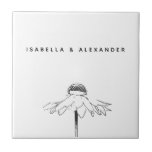 Carreau Mariage de l'anniversaire de la ligne florale blan<br><div class="desc">Élégante et intemporelle, cette céramique personnalisée présente une délicate illustration botanique dessinée à la main, associée à une typographie minimaliste moderne. Parfait comme une pièce décorative, un garde-robe mariage ou un accent maison personnalisé, ce carrelage fait un cadeau réfléchi pour les couples, les jeunes mariés ou les amoureux de la...</div>