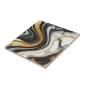 Carreau Mariage de lunette en marbre blanc noir d'or liqui (Côté)