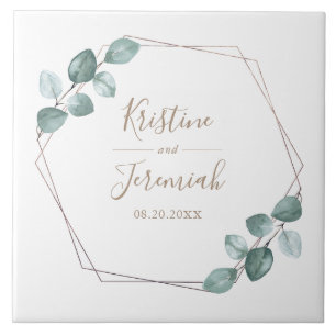 Carreau Mariage de script de café Eucalyptus moderne