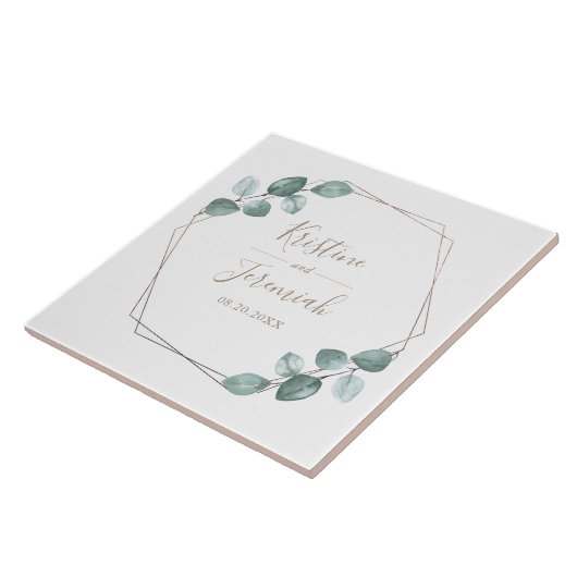 Carreau Mariage de script de café Eucalyptus moderne (Côté)