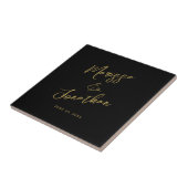Carreau Mariage de script lettres d'or noir moderne (Côté)