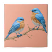 Carreau Mariage d'oiseaux bleus romantiques d'inséparables (Devant)