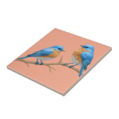 Carreau Mariage d'oiseaux bleus romantiques d'inséparables (Côté)