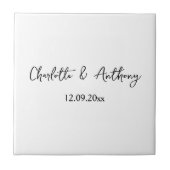 Carreau Mariage Élégant Script Creative Black White (Devant)