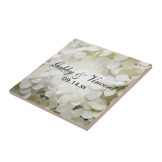 Carreau Mariage floral blanc Hydrangea (Côté)