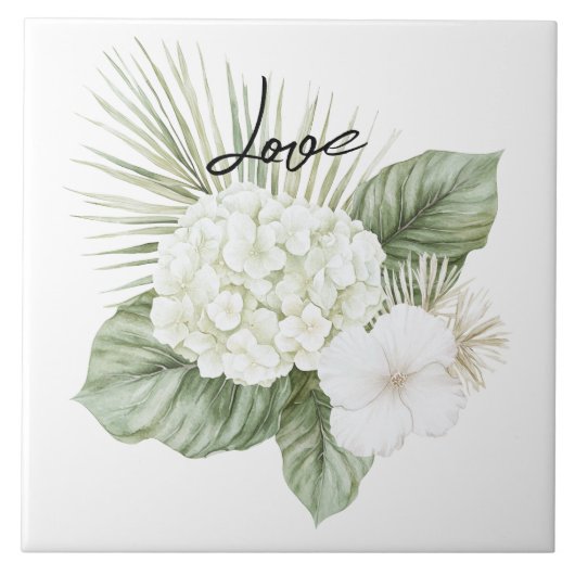 Carreau Mariage floral d'hydrangea de plage Aloha tropical (Devant)