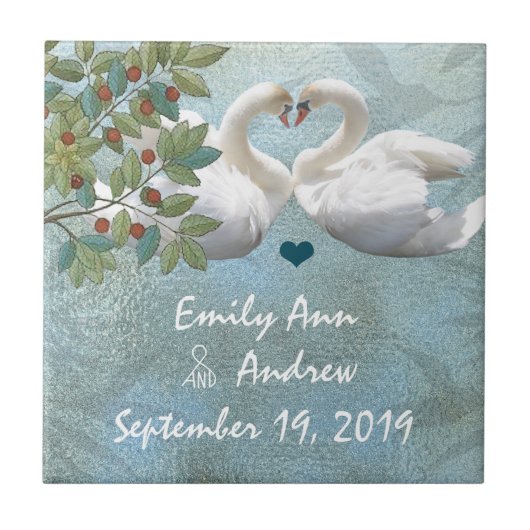 Carreau Mariage Inséparable cygne 9e anniversaire Mariage (Devant)