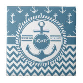 Carreau Mariage nautique ou Ancre d'anniversaire Chevron (Devant)