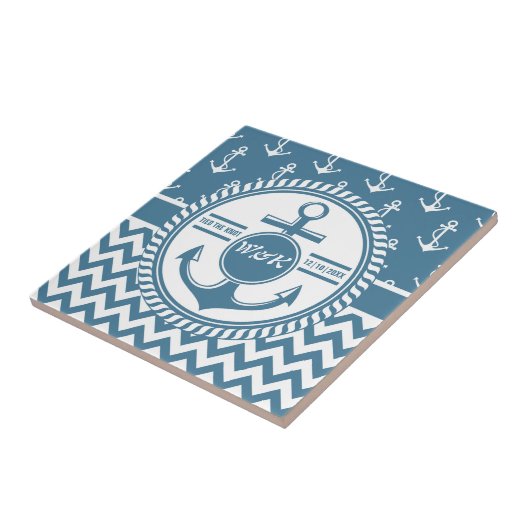 Carreau Mariage nautique ou Ancre d'anniversaire Chevron (Côté)
