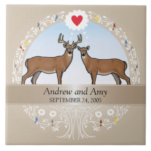 Carreau Mariage personnalisé Date Anniversaire, Buck & Doe
