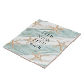 Carreau Mariage Rayures Étoile de Mer Aqua Menthe Plage (Côté)