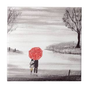 Carreau Mariage rustique vintage parapluie rouge