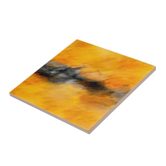 Carreau Marigold, gris et citron brûlé abstrait (Côté)