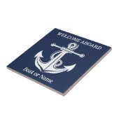 Carreau Marine Ancre Bleue Plage Nautique Vintage (Côté)