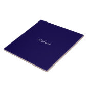 Carreau Marine bleu avec MODÈLE à script blanc (Côté)