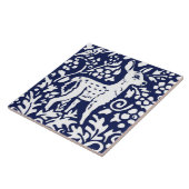 Carreau Marine Bleu Blanc Cerf Faune Bois Animal Trivet (Côté)
