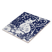 Carreau Marine Bleu Blanc Hiver Renard Forêt Bois Trivet A (Côté)