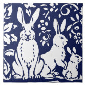 Carreau Marine Bleu Blanc Ours Cube Bois Animal Trivet (Devant)