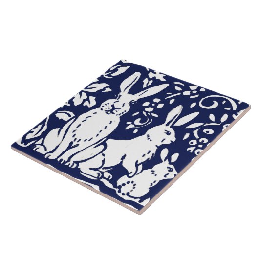 Carreau Marine Bleu Blanc Ours Cube Bois Animal Trivet (Côté)