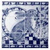 Carreau Marine bleu blanc Rabbit Dedham Poterie Delft Mura (Devant)