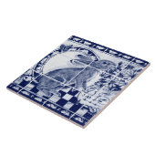 Carreau Marine bleu blanc Rabbit Dedham Poterie Delft Mura (Côté)