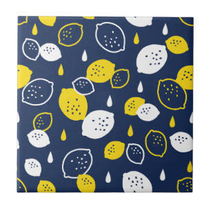 Carreau Marine Blue Lemon Art - Refresh Citrus Design