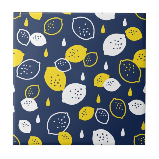 Carreau Marine Blue Lemon Art - Refresh Citrus Design (Devant)