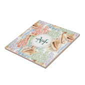 Carreau Marine Life, Monogramme sous-marin coloré (Côté)