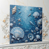 Carreau Marine Life Underwater Seashells Fish Backsplash 