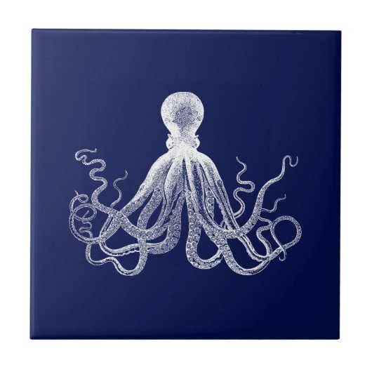 Carreau Marine Octopus Dark Blue Kraken (Devant)