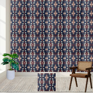 Carreau Marine Rouge et crème Scandinave Inspiré géométriq