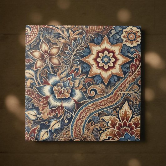 Carreau Marine Terracotta Batik Boho Aquarelle Floral