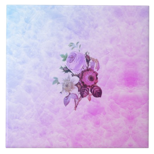 Carreau Marmo marble marbre colored flowers (Devant)