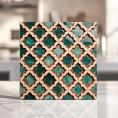 Carreau marocain à quatre feuilles sarcelle rustiq