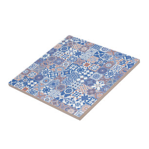 Carreau Marocain, bleu, marron