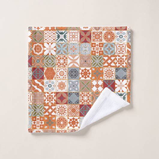 Carreau marocain orange (Gant de toilette)