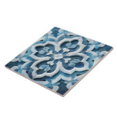 Carreau Marocain Quatrefoil Bleu et Marbre blanc (Côté)