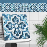 Carreau Marocain Quatrefoil Bleu et Marbre blanc<br><div class="desc">Marocain Quatrefoil Bleu et Marbre blanc</div>