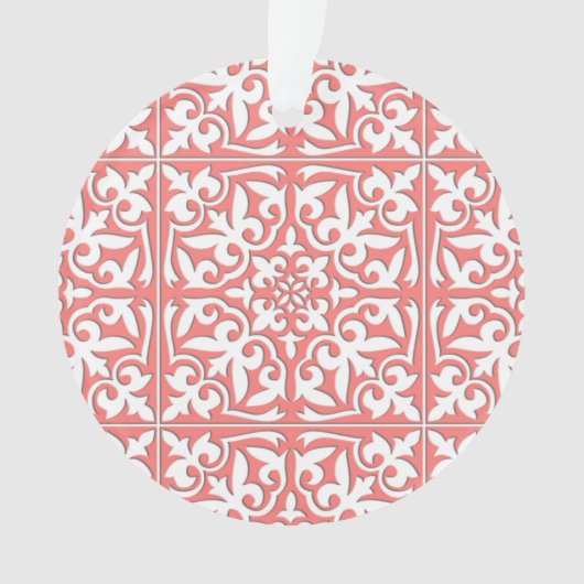 Carreau marocain - rose corail et blanc (devant)