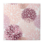 Carreau Maroon rose moderne Dahlia Floral (Devant)