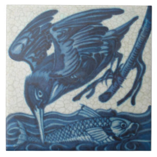 Carreau Martin pêcheur bleu Repro Rare De Morgan