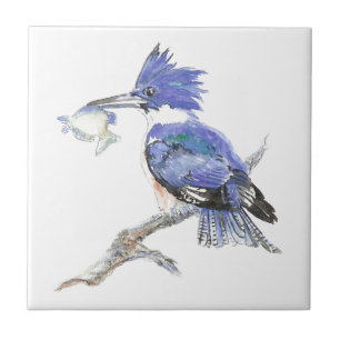 Carreau Martin-pêcheur, oiseau, nature, animal d'aquarelle