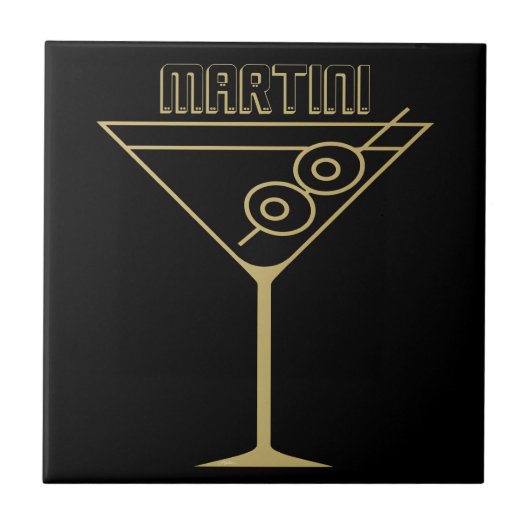 Carreau Martini olive doré de style milieu du siècle (Devant)