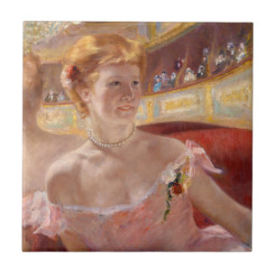 Carreau Mary Cassatt - Femme avec collier de perle dans un