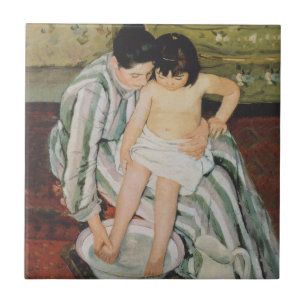Carreau Mary Cassatt Peinture sur le bain de l'enfant
