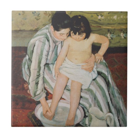 Carreau Mary Cassatt Peinture sur le bain de l'enfant (Devant)